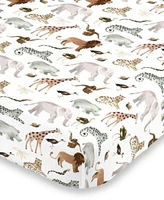 Water Color Jungle Friends Fitted Super Soft Crib Sheet