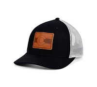 Local Crowns Colorado Black White Leather State Patch Curved Trucker Cap