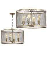 Pen 4-Light Adjustable Industrial Mesh Led Chandelier - Gold