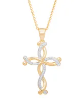 Diamond Accent Braided Cross Pendant 18" Necklace in Gold Plate