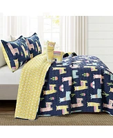 Lush Decor Southwest Llama Cactus Piece Quilt Set for Kids