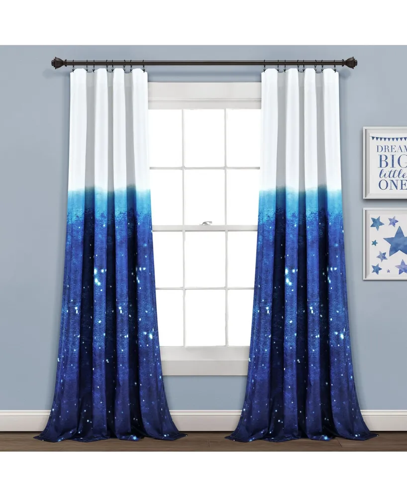 Lush Decor Space Star Ombre Window Curtain Panels Set for Kids, 84" x 52"