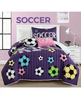 Lush Decor Girls Soccer Kick Piece Quilt Set for Kids