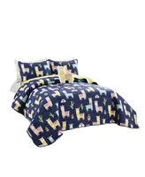 Lush Decor Southwest Llama Cactus Piece Quilt Set for Kids