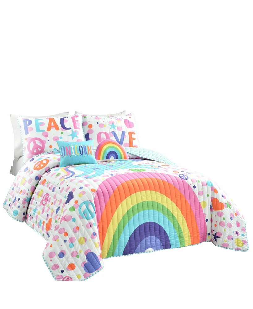 Lush Decor Kids Unicorn Rainbow -Pc. Quilt Set