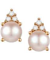 Cultured Freshwater Pearl (4-1/2mm) & Diamond Accent Stud Earrings