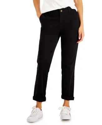 Tommy Hilfiger Women's Th Flex Hampton Cuffed Chino Straight-Leg Pants