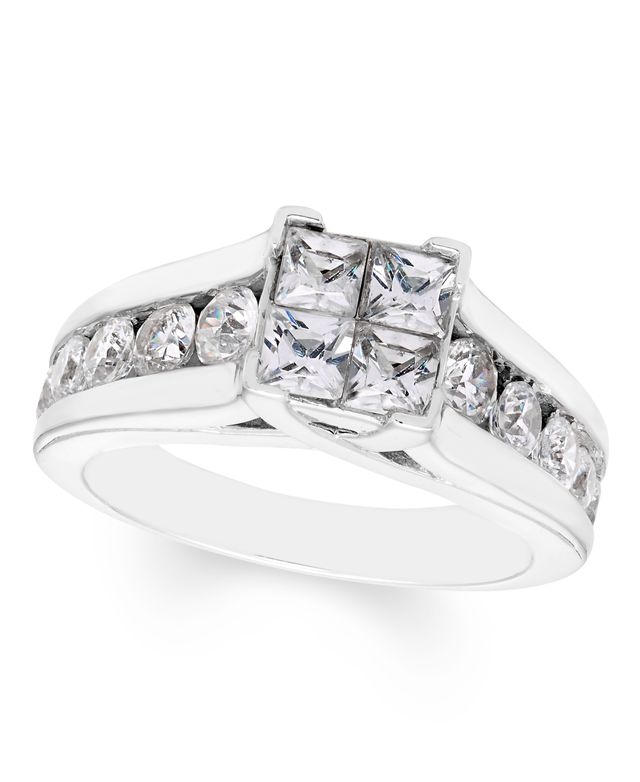 Diamond Princess Quad Engagement Ring (2 ct. t.w.) in 14k White Gold