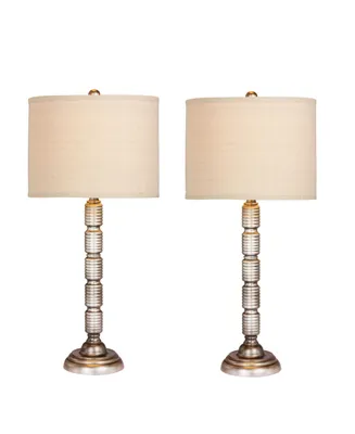 Fangio Lighting Industrial Ribbed Table Lamps, Set of 2 - Antique Silver