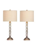 Fangio Lighting Industrial Ribbed Table Lamps, Set of 2 - Antique Silver
