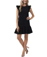 CeCe Women's Short Flutter-Sleeve Ruffled Hem Dress