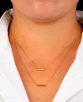 Double Layered 16" + 2" Cubic Zirconia Double Bars Chain Necklace in Gold Over Sterling Silver