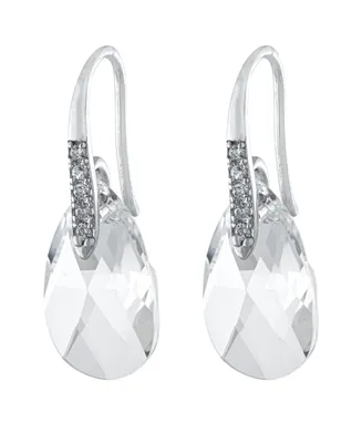 Fine Crystal and Cubic Zirconia Teardrop Wire Earrings in Sterling Silver