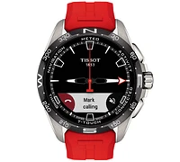Tissot Men's Swiss T-Touch Connect Solar Red Rubber Strap Smart Watch 48mm
