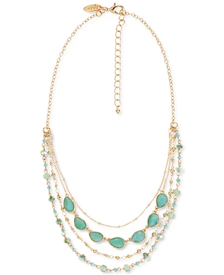 Style & Co Gold-Tone Color Stone Bead Layered Strand Necklace, 17" + 3" extender, Created for Macy's