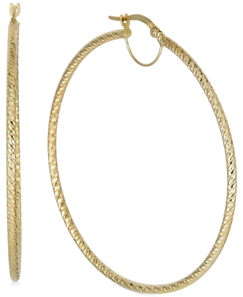 Textured Large Hoop Earrings in 10k Gold