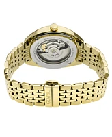 Gevril Men's Five Points Swiss Automatic Ion Plating Gold-Tone Stainless Steel Bracelet Watch 47.5mm