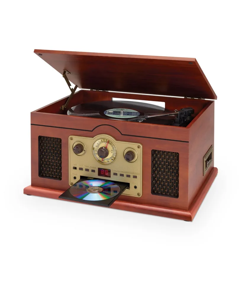 iLive 6-in-1 Bluetooth Turntable with Cd or Cassette Players and Am or Fm Radio, ITTB610LW