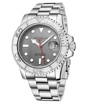 Men's Diver Silver-Tone Link Bracelet Watch 42mm
