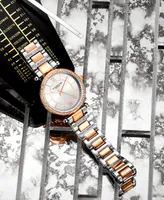 Women's Quartz Crystal Studded Rose Gold-Tone Link Bracelet Watch 36mm