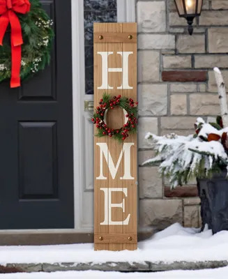 Glitzhome 42" Wooden Home Porch Sign with Changeable Wreaths