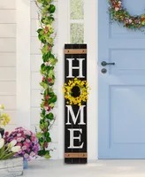 Glitzhome 42"H Wooden Home Porch Sign with Changable wreathes(Spring/ Fall/ Christmas)