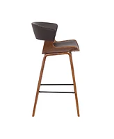 Jagger Modern Wood and Faux Leather Counter Height Bar Stool