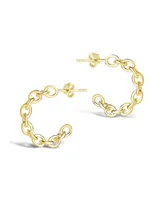 Women's Delicate Chain 14K Gold Plated Hoop Earrings - Gold