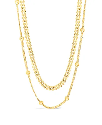 Women's Layered Beaded Gold Plated Chain Necklace - Gold