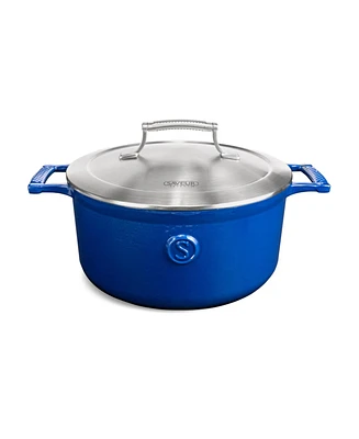 Voyage Series 5 Qt Enameled Cast Iron Casserole Dutch Oven with Double-Walled Stainless Steel Lid