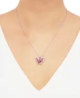 Multi-Gemstone (1-1/6 ct. t.w.) & Cubic Zirconia Butterfly 18" Pendant Necklace in Sterling Silver