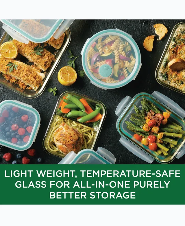 Lock&lock Purely Better Glass Square Food Storage Containers, 17-Ounce, Set of 4, Clear