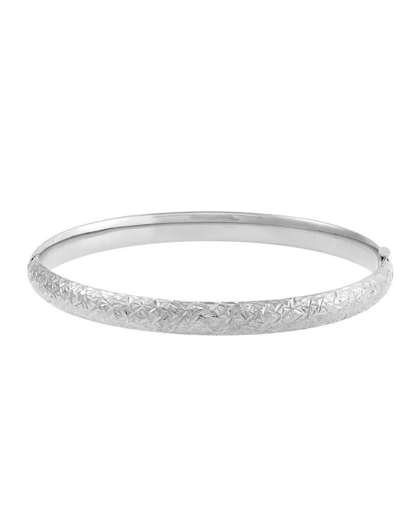 Textured Bangle Bracelet 10k Gold, White Gold and Rose