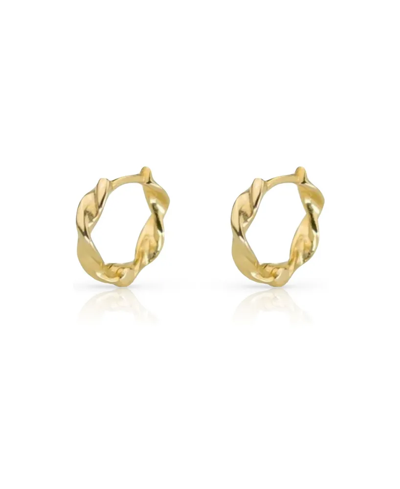 Twist Huggie 18k Gold Vermeil or Sterling Silver Hoop Earrings