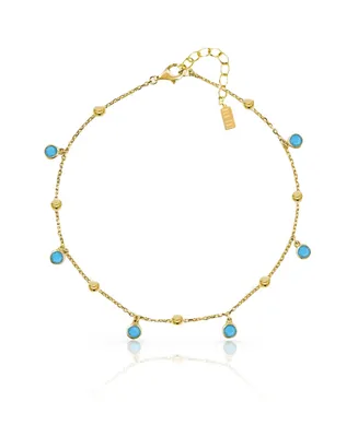 18k Gold Vermeil Cubic Zirconia or Turquoise Bezel Charm Bracelet