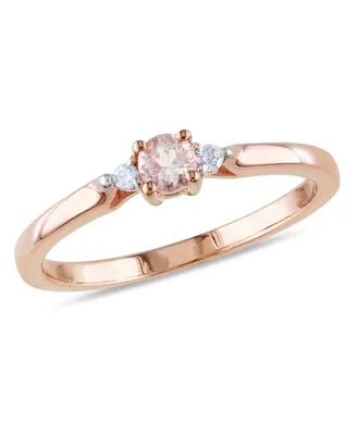 Morganite (1/6 ct. t.w.) and Diamond Accent Rose Gold Plated Silver Ring