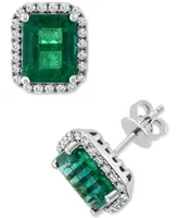 Effy Emerald (4-3/8 ct. t.w.) & Diamond (3/8 ct. t.w.) Stud Earrings in 14k White Gold