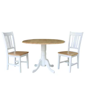 42" Dual Drop Leaf Table with 2 San Remo Splatback chairs, 3 Piece Dining Set