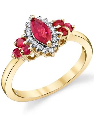 Ruby (7/8 ct. t.w.) & Diamond (1/8 ct. t.w.) Ring in 10k Gold
