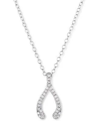 Diamond Wishbone 18" Pendant Necklace (1/6 ct. t.w.) in Sterling Silver