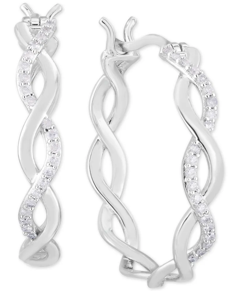 Diamond Braided Hoop Earrings (1/4 ct. t.w.) in Sterling Silver