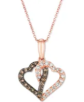 Le Vian Chocolate Diamond (1/5 ct. t.w.) & Nude Interlocking Heart 18" Pendant Necklace 14k Rose, Yellow or White Gold