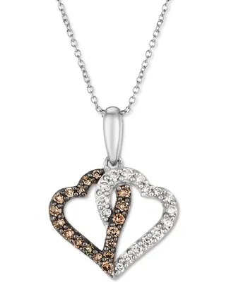 Le Vian Chocolate Diamond (1/5 ct. t.w.) & Nude Interlocking Heart 18" Pendant Necklace 14k Rose, Yellow or White Gold