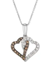 Le Vian Chocolate Diamond (1/5 ct. t.w.) & Nude Interlocking Heart 18" Pendant Necklace 14k Rose, Yellow or White Gold