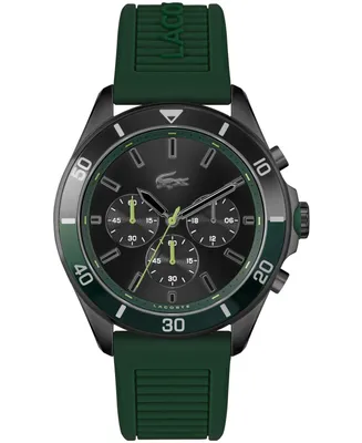 Lacoste Men's Chronograph Tiebreaker Green Silicone Strap Watch 44mm