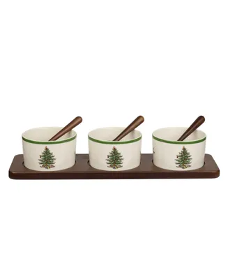 Spode Christmas Tree Condiment Bowl and Spoon Set, 7 Pieces