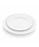 Elama Cara 16 Piece Round Porcelain Dinnerware Set in White