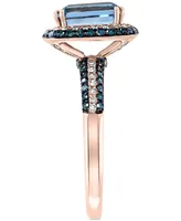 Effy London Blue Topaz (2-1/5 ct. t.w.) & Diamond (1/2 ct. t.w.) Statement Ring in 14k Rose Gold