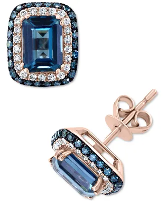 Effy London Blue Topaz (2-7/8 ct. t.w.) & Diamond (1/2 ct. t.w.) Stud Earrings in 14k Rose Gold