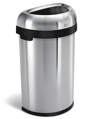 simplehuman Brushed Stainless Steel 60 Liter Semi Round Open Trash Can